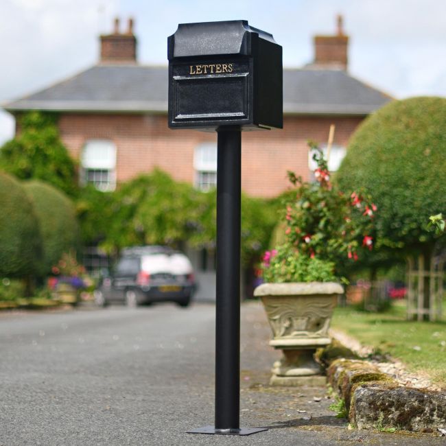 “Royal Farringdon” Black Post Box On Stand