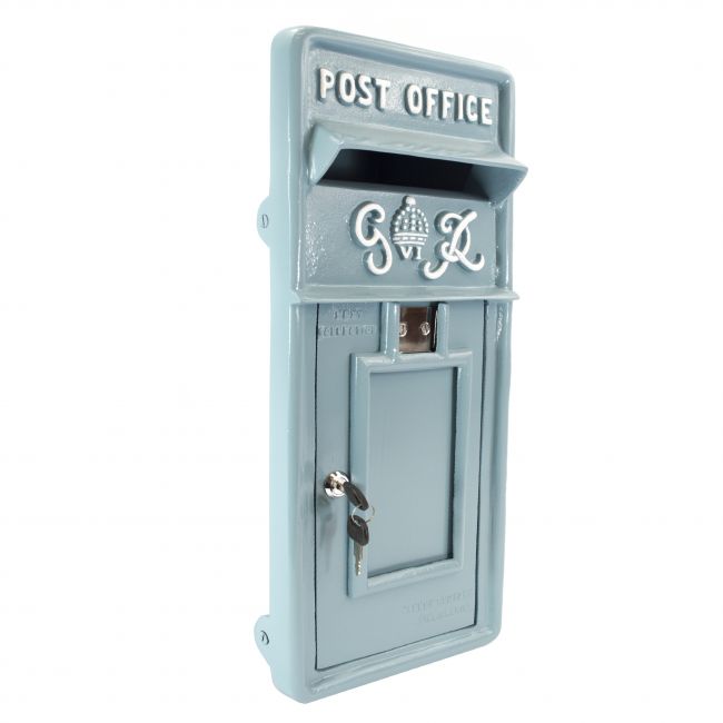 King George Rex Post Box Front - Blue King George Rex Post Box Front - Blue