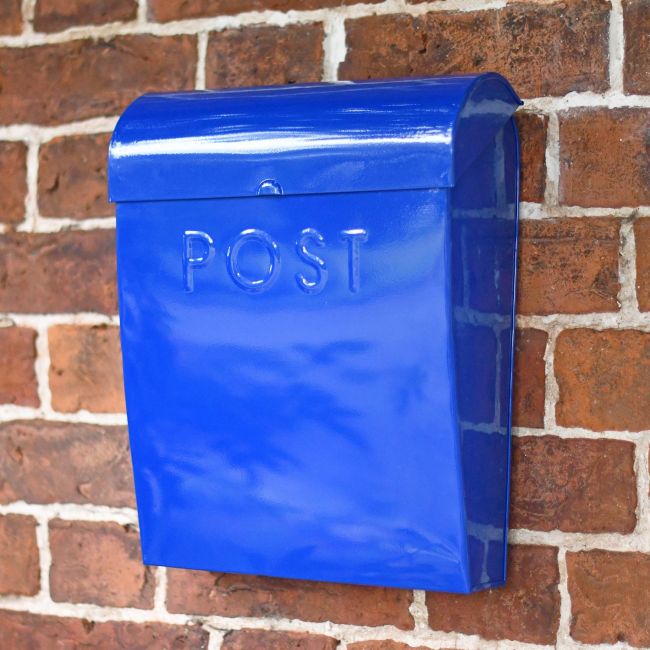 Contemporary blue external house post box