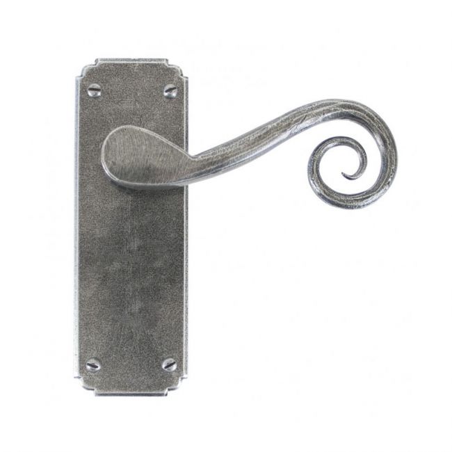 Antique Pewter Monkey Tail Lever Latch Set Antique Pewter Monkey Tail Lever Latch Set