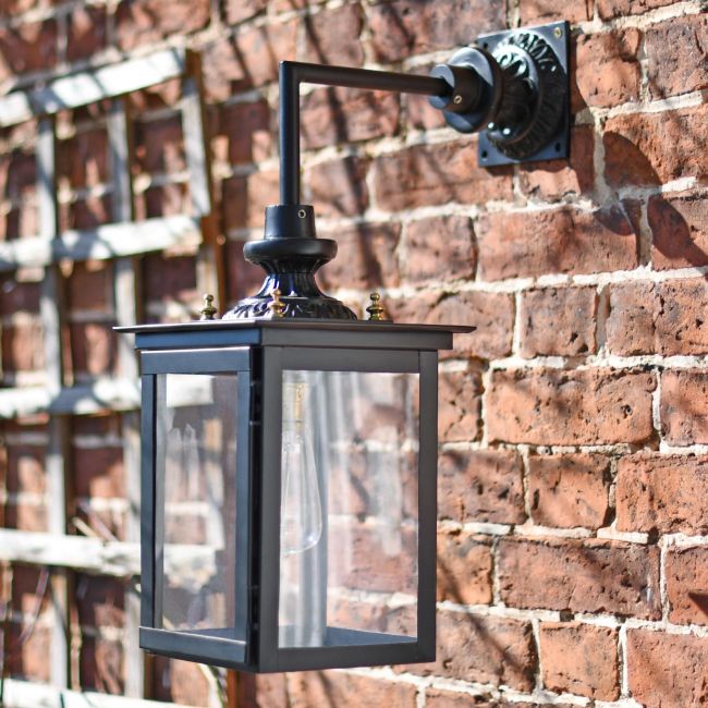 Black wall mounted hanging square lantern