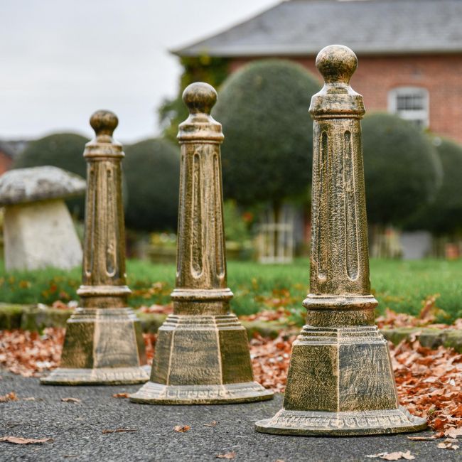 Black & Gold Brushed Bollards in Situ Black & Gold Brushed Bollards in Situ