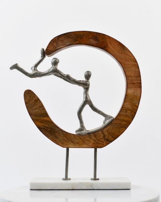 "Lost in a Dream" Aluminium, Mango Wood & Marble Sculpture - Silver "Lost in a Dream" Aluminium, Mango Wood & Marble Sculpture - Silver