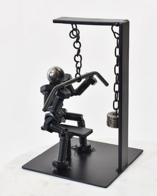 Recycled Metal Lat Pulldown Sculpture Recycled Metal Lat Pulldown Sculpture
