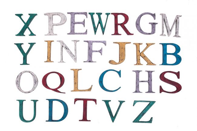 “Vividly Vintage” 7" Fabricated Steel Alphabet “Vividly Vintage” 7" Fabricated Steel Alphabet