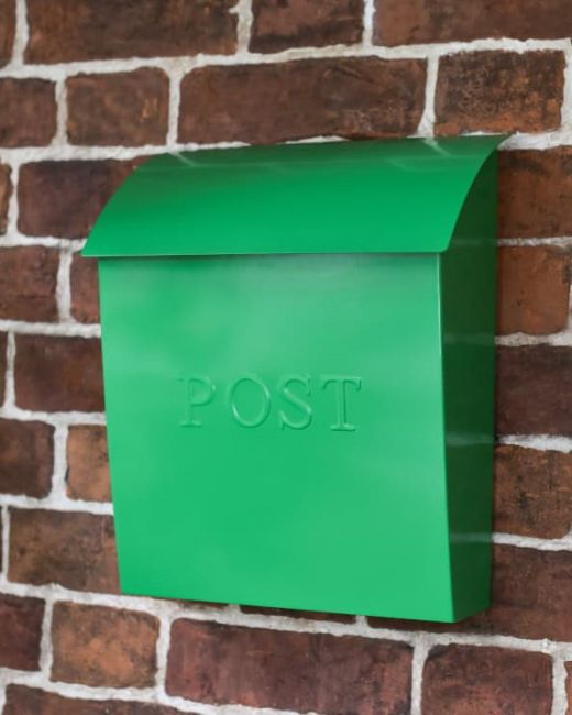 Lockable Green Billingham Contemporary Wall Mounted Post Box main Lockable Green Billingham Contemporary Wall Mounted Post Box main