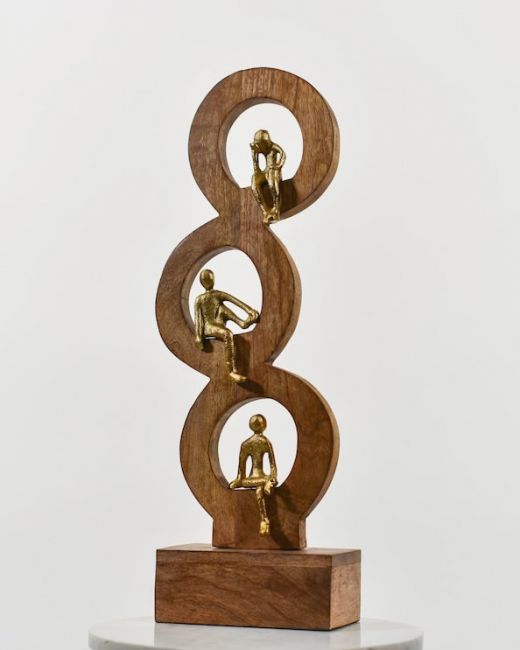 "Trailing Thoughts" Aluminium and Mango Wood Sculpture - Gold "Trailing Thoughts" Aluminium and Mango Wood Sculpture - Gold