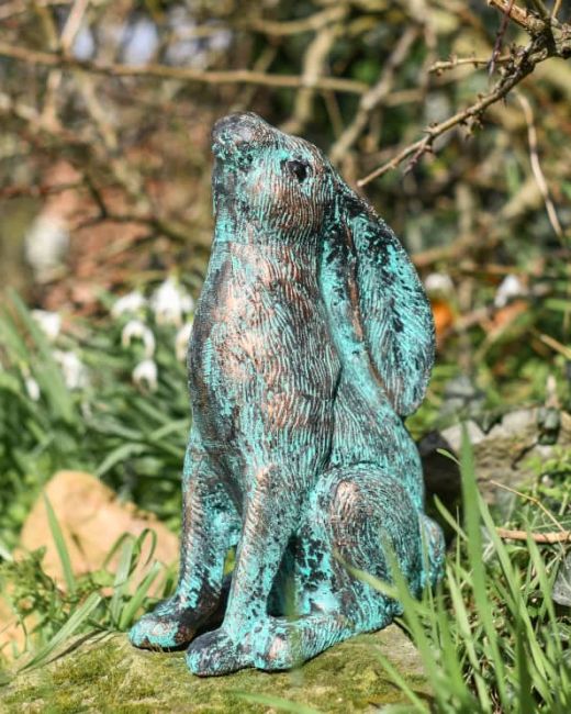Verdigris Stargazing Rabbit Cast Aluminium Garden Sculpture Main Verdigris Stargazing Rabbit Cast Aluminium Garden Sculpture Main