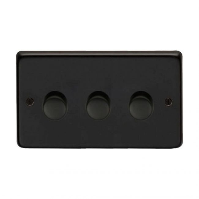 Triple Dimmer Light Switch Finished in a Matt Black