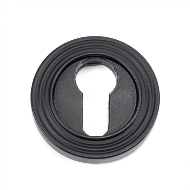 Matte Black Layered Beehive Circular Euro Escutcheon Matte Black Layered Beehive Circular Euro Escutcheon
