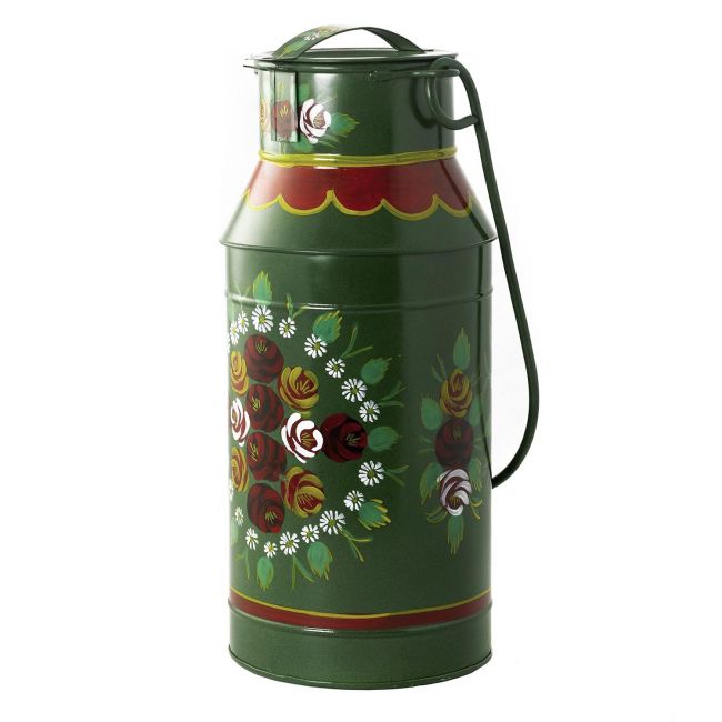 Medium Narrow Boat Milk Churn Planter Finished in Green Medium Narrow Boat Milk Churn Planter Finished in Green