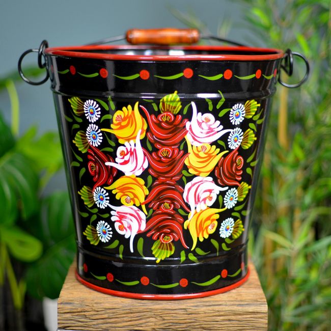 XXL Hand Painted Log Bucket Finished in Black XXL Hand Painted Log Bucket Finished in Black