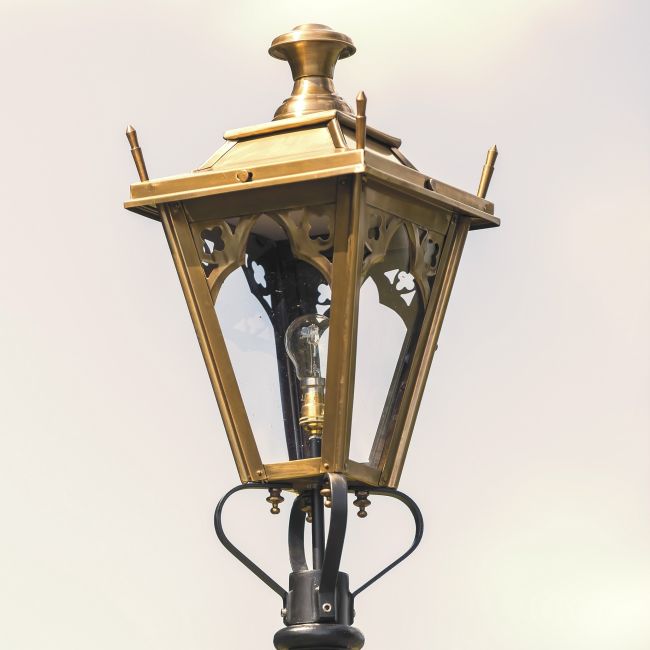 Medium Antique Brass Gothic Lamp Post Top
