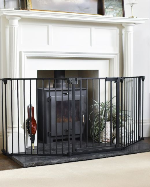 Midnight Black Alexus Three Panel Fire Guard