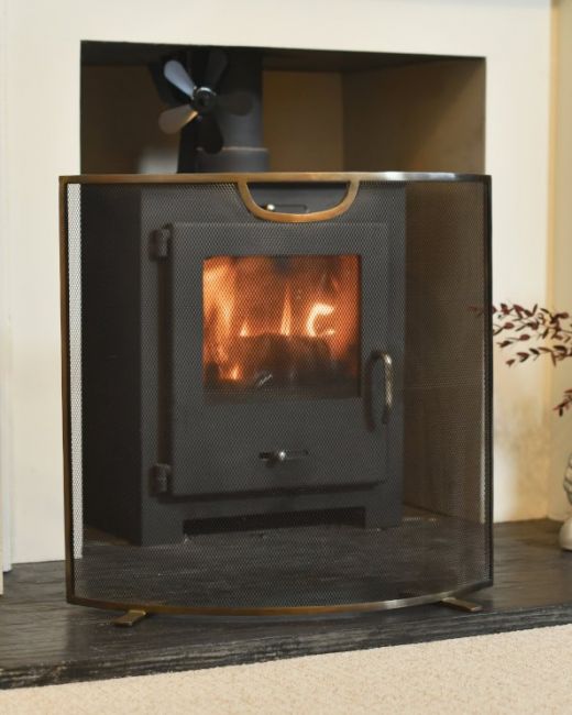 Modern Chrome "Kirby" Curved Fire Screen Main