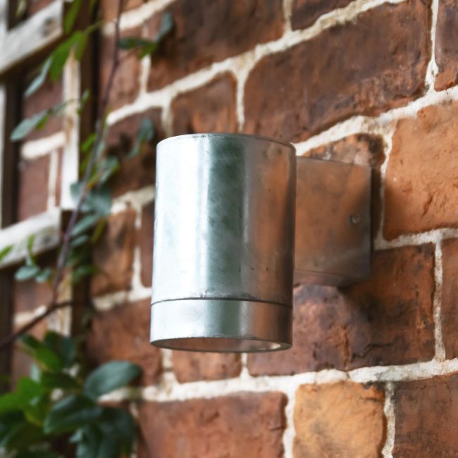 Modern Galvanised Steel Barrel Wall Light - Large Modern Galvanised Steel Barrel Wall Light - Large