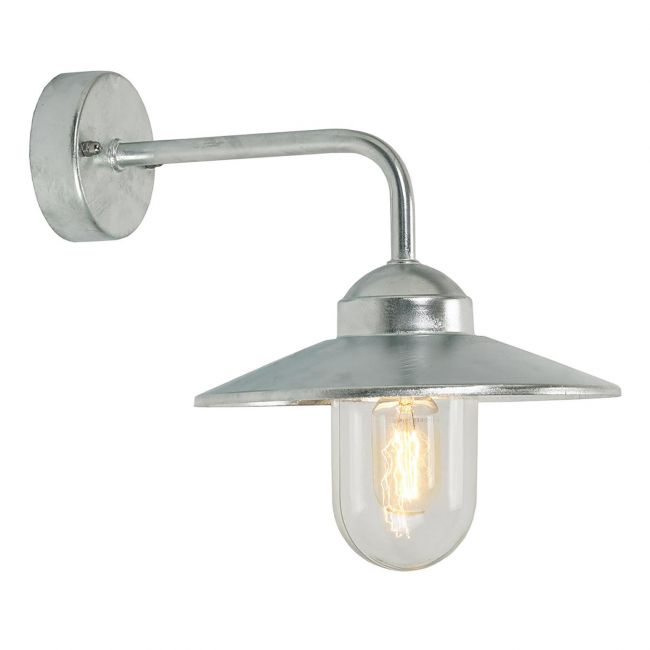 Modern Galvanised Steel Top Fix Wall Light - 34cm Modern Galvanised Steel Top Fix Wall Light - 34cm