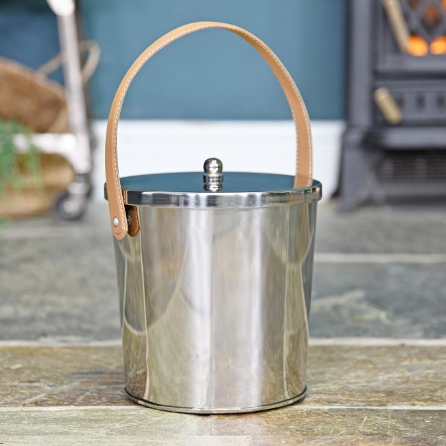 Modern Ash Bucket Finished in a Stainless Steel