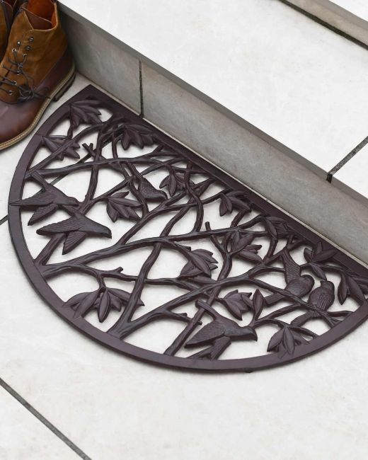 Natural Cast Iron Ornate "Nature in Flight" Arched Doormat Natural Cast Iron Ornate "Nature in Flight" Arched Doormat