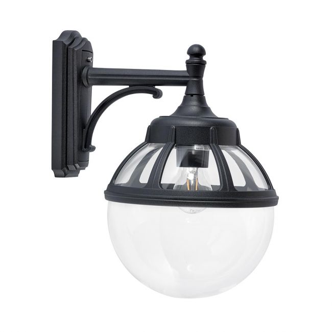 Neoclassical Downwards Wall Light in Black 
