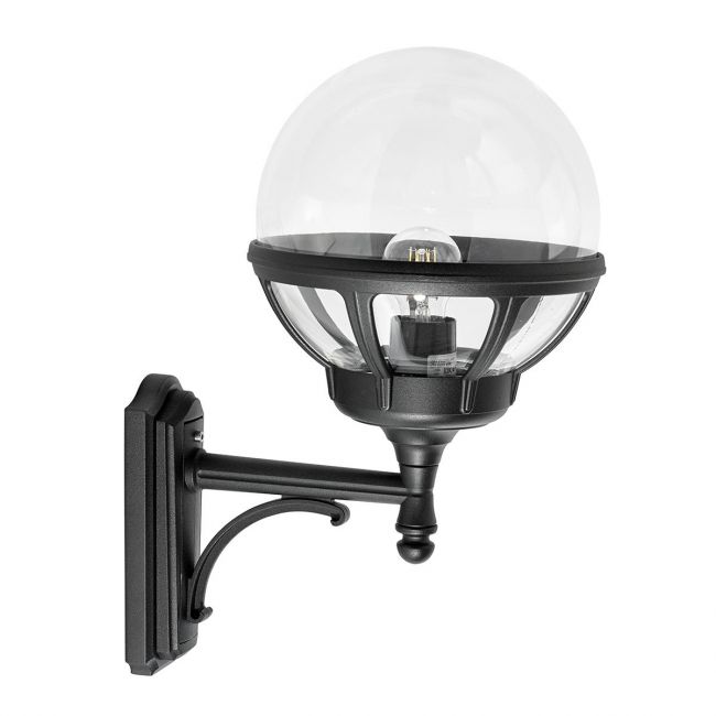 Neoclassical Upwards Wall Light in Black 