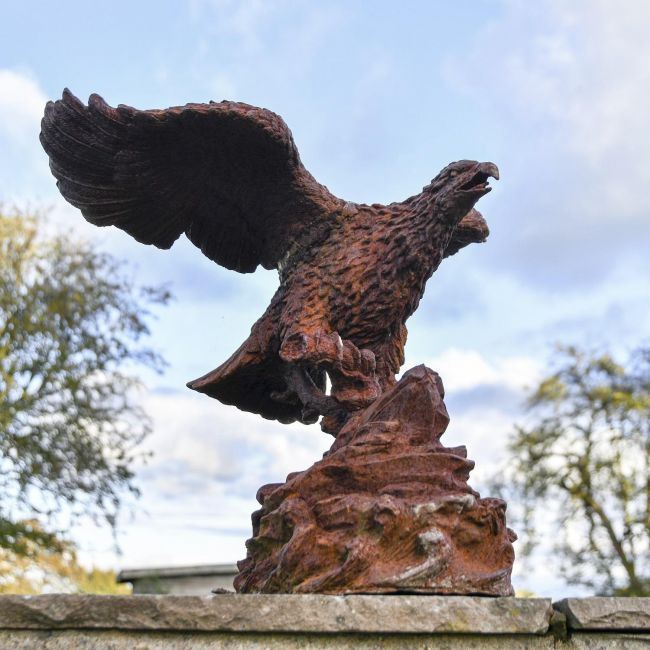 "Aquilae" Cast Iron Eagle Sculpture in a Rustic Finish