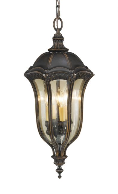 "Edmondale" Ornate Dark Bronze Hanging Light With Tinted Glass "Edmondale" Ornate Dark Bronze Hanging Light With Tinted Glass