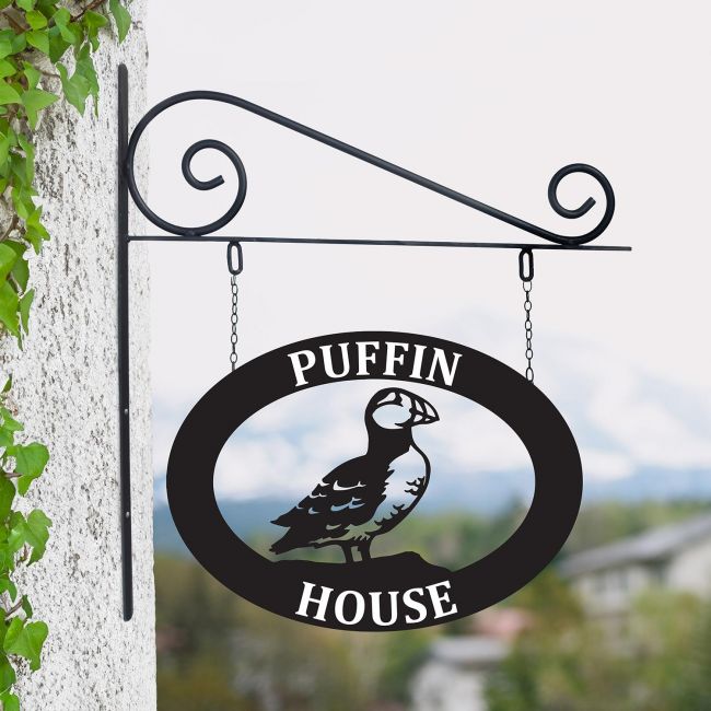 "Tree of Life" Circular Iron House Name Sign in Use Outside