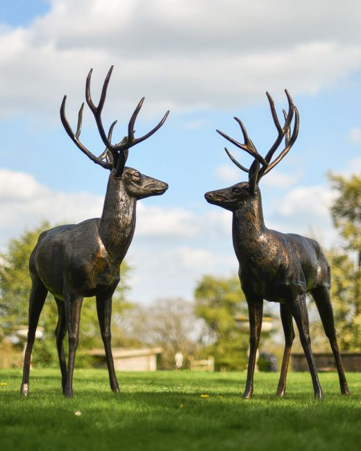 Pair of Standing Cast Aluminium Stags Pair of Standing Cast Aluminium Stags