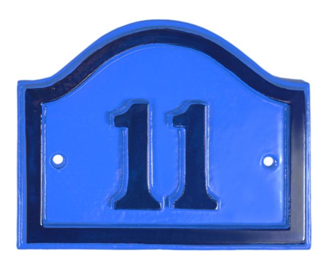 Blue and Dark Blue Painted Arched House Number Sign