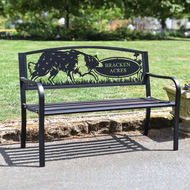Family Name Iron Bench in the Garden Family Name Iron Bench in the Garden