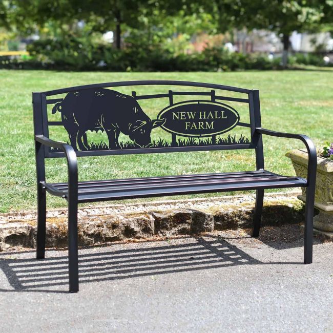 Family Name Iron Bench in the Garden Family Name Iron Bench in the Garden