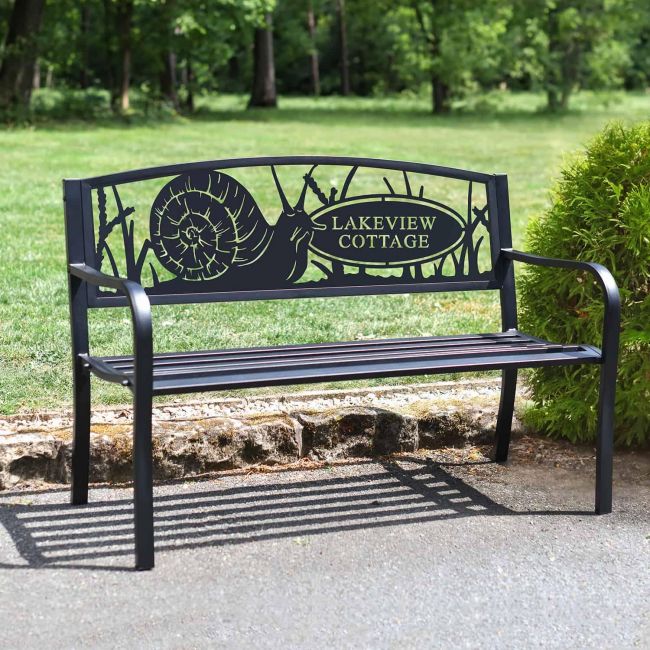 Family Name Iron Bench in the Garden Family Name Iron Bench in the Garden
