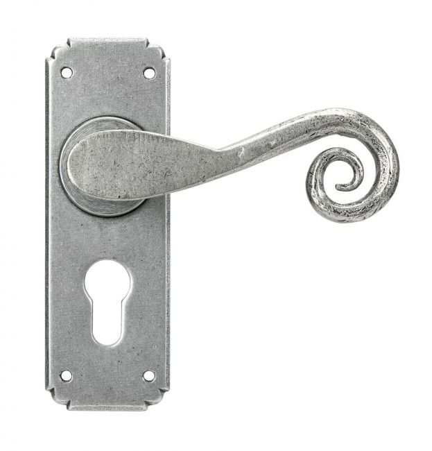 Pewter Monkeytail Euro Lock Lever Door Handle Pewter Monkeytail Euro Lock Lever Door Handle