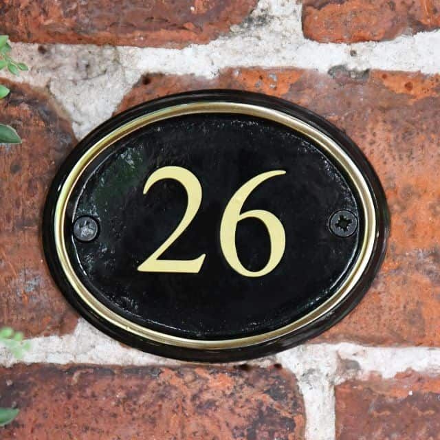Polished Brass & Black Oval House Number Polished Brass & Black Oval House Number