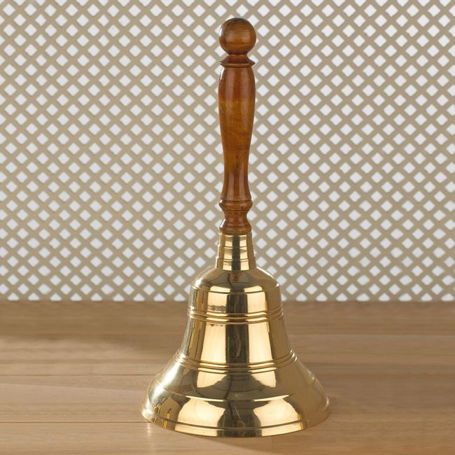 Polished Brass Hand Bell 165mm dia (6.5") - Hardwood Handle Polished Brass Hand Bell 165mm dia (6.5") - Hardwood Handle
