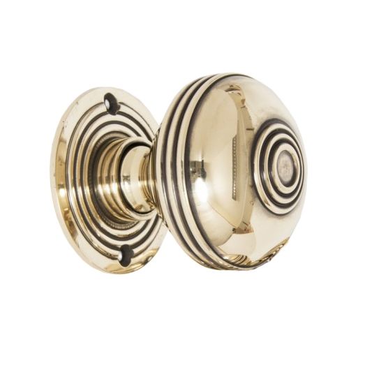 Polished Brass Ridged Door Knob Set Polished Brass Ridged Door Knob Set