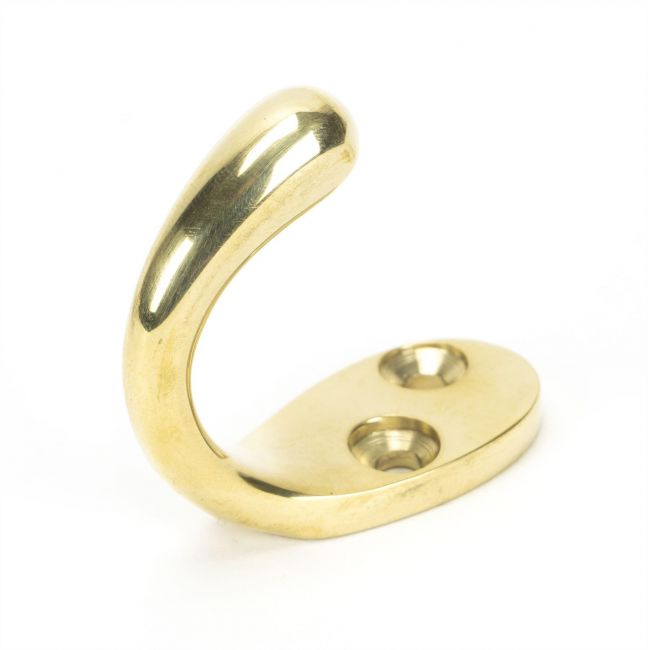 Polished Brass Single Pronged Coat Hook Polished Brass Single Pronged Coat Hook