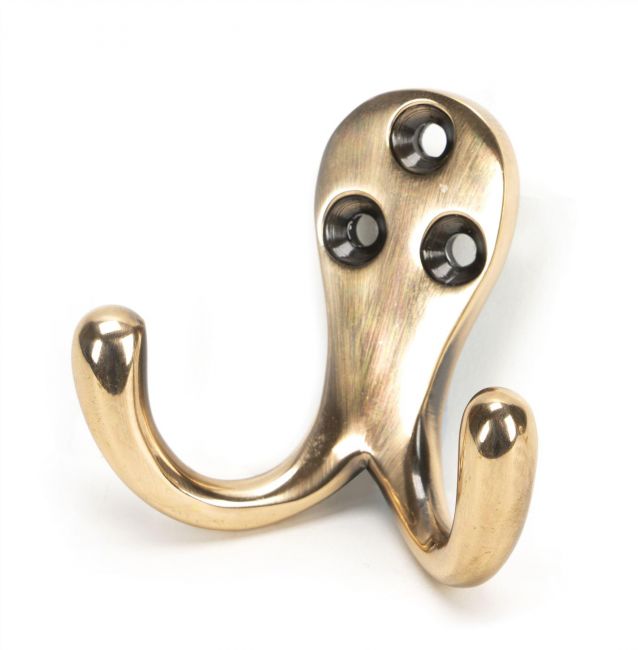 Polished Copper Double Pronged Coat Hook Polished Copper Double Pronged Coat Hook