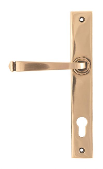 Polished Copper Slimline Espag Door Handle Back Polished Copper Slimline Espag Door Handle Back