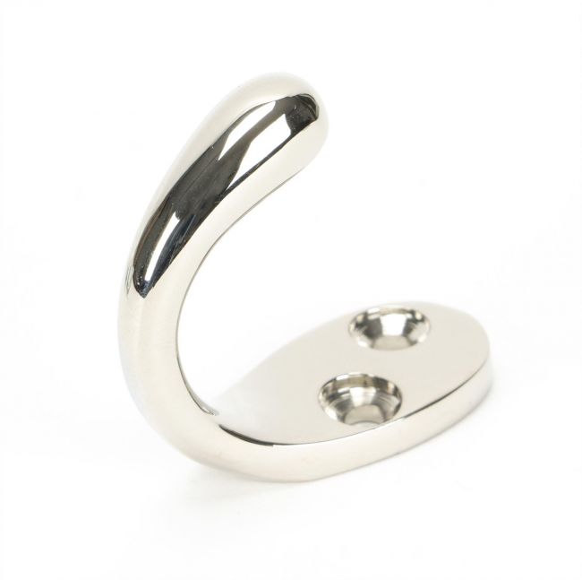 Polished Nickel Single Pronged Coat Hook Polished Nickel Single Pronged Coat Hook