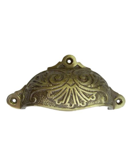 Prince of Wales Drawer Pull in an Aged Brass