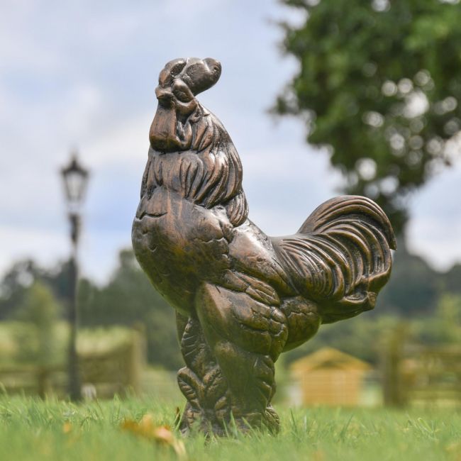 Recycled Cast Aluminium Bronze "Crowing" Rooster Sculpture Recycled Cast Aluminium Bronze "Crowing" Rooster Sculpture