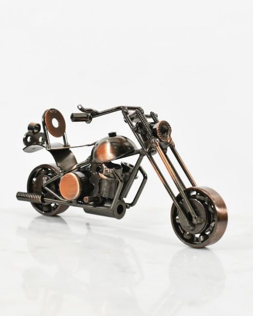 Recycled Metal Chopper Motorbike Sculpture
