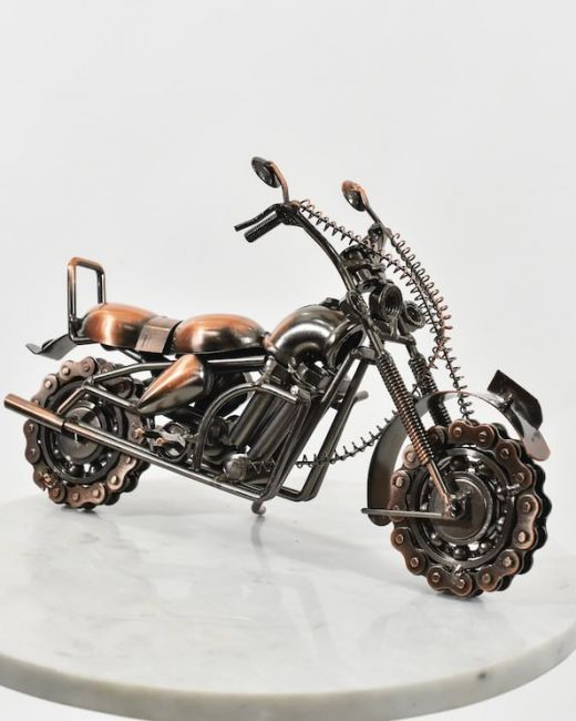 Recycled Metal Cruiser Motorbike Sculpture