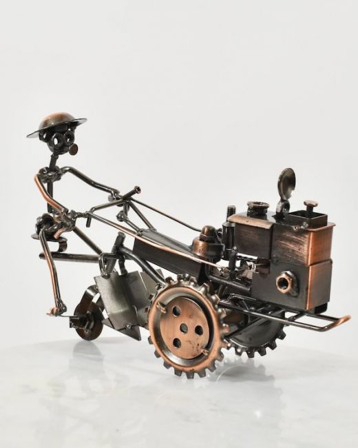 Recycled Metal Traditional Tractor Sculpture