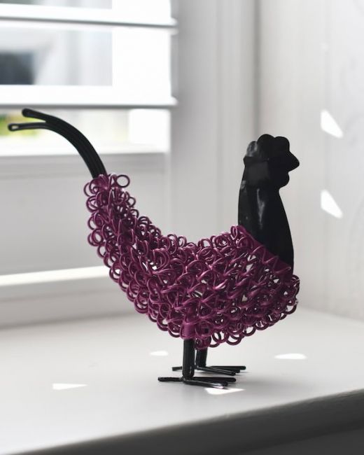 Reggie the Recycled Cockerel Sculpture - Purple