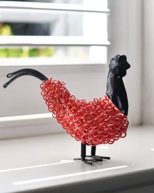 Reggie the Recycled Cockerel Sculpture - Pink Reggie the Recycled Cockerel Sculpture - Pink