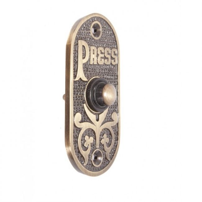 "Ribbey Hall" Antique Brass Bell Push "Ribbey Hall" Antique Brass Bell Push