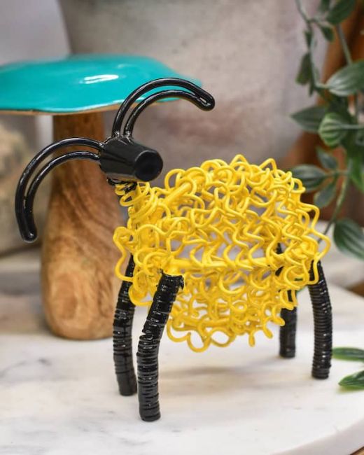 "Rosie" the Recycled Ram Sculpture - Yellow "Rosie" the Recycled Ram Sculpture - Yellow